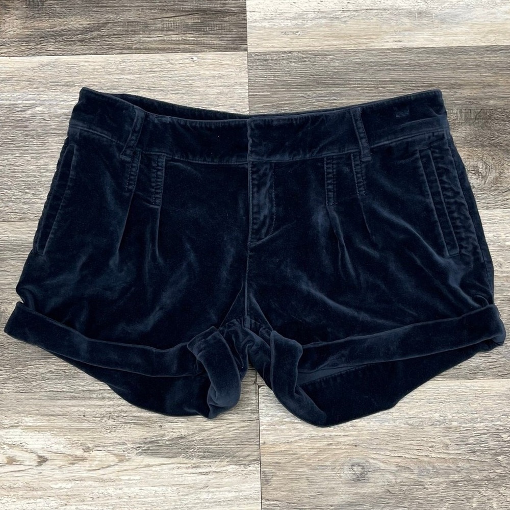 Juicy Couture Shorts Y2k 2010 Blue Womens 6 Mid Rise Rolled Hem 2.5" Velour
